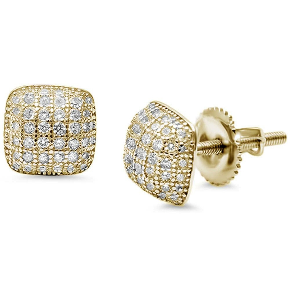 World Of ICEETHON .925 GP Sterling Silver Pavé Studs 84ct. UNISEX - Picture 4 of 5